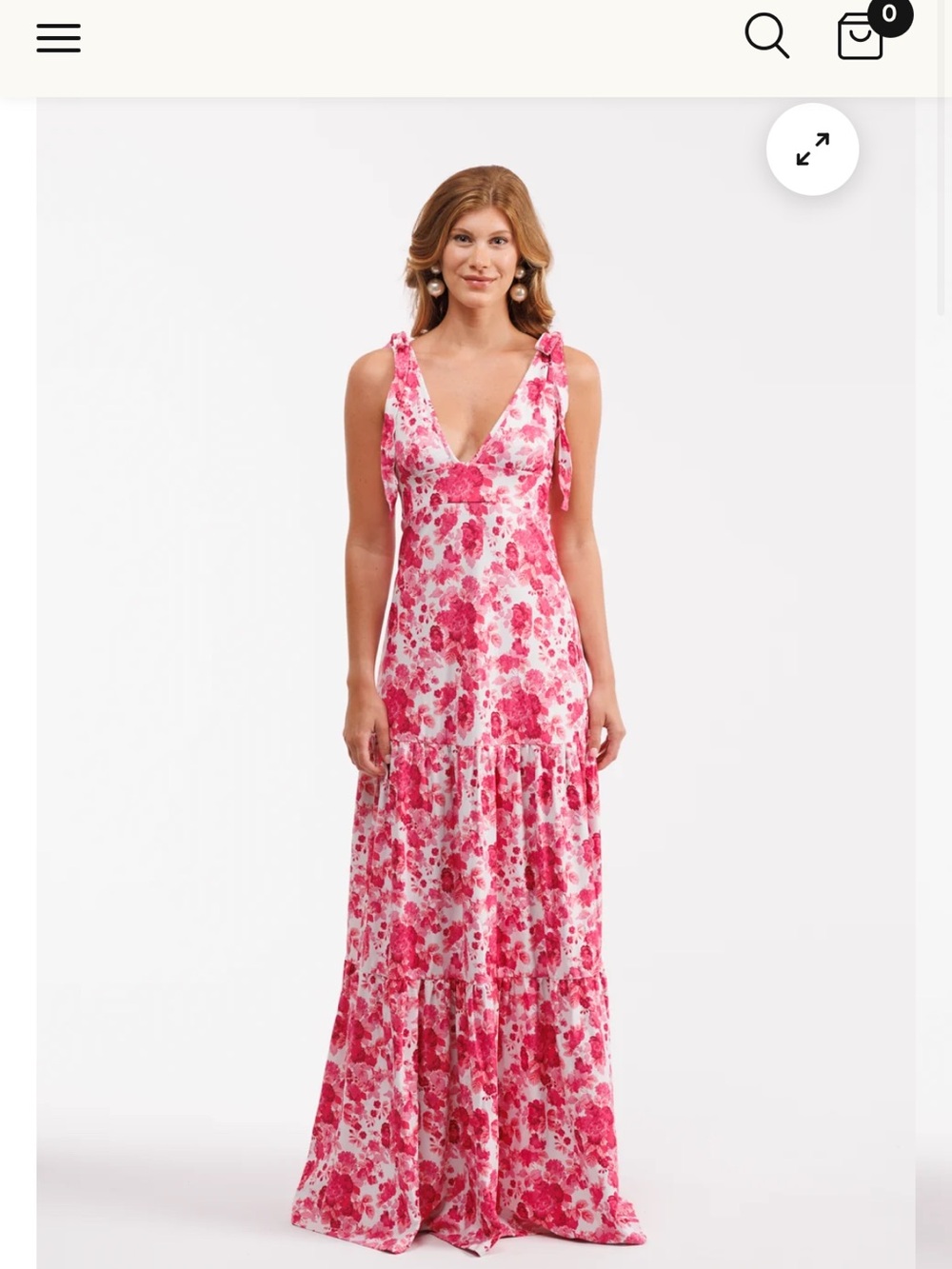 Smith & Quin Floral Tie-Shoulder V-Neck Maxi Dress in Pink